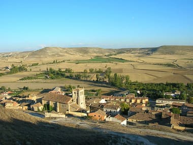 Elevated view of the town of Castrojeriz, Castile and León, Spain